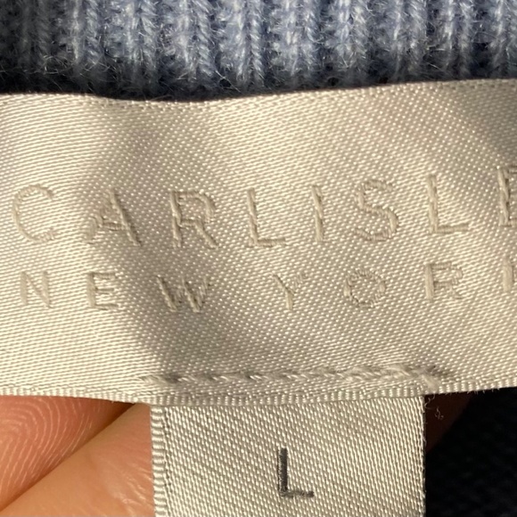 Carlisle Sz Large 12 14 Sweater Cowl Neck 100% CASHMERE Light Blue Soft! - Picture 3 of 4